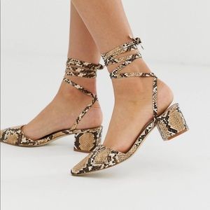 ASOS Raid Snake Print Strappy Heels